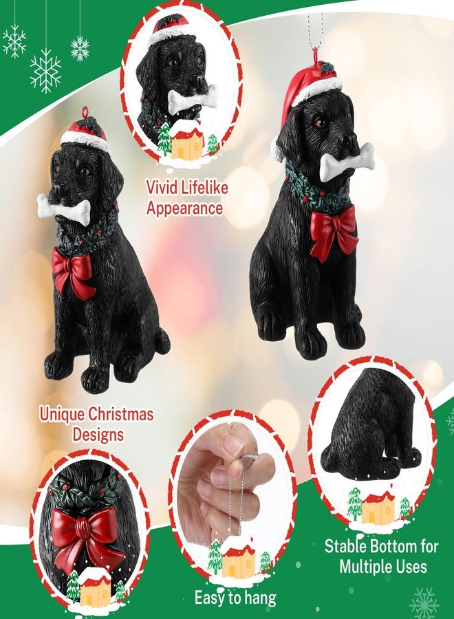 ElectricWise Black Labrador Christmas Ornaments 2025, Lab Retriever Figurine Dog Resin Ornaments for Xmas Tree Decoration, Black Lab Gifts for Men Women Dog Lover - Image 3